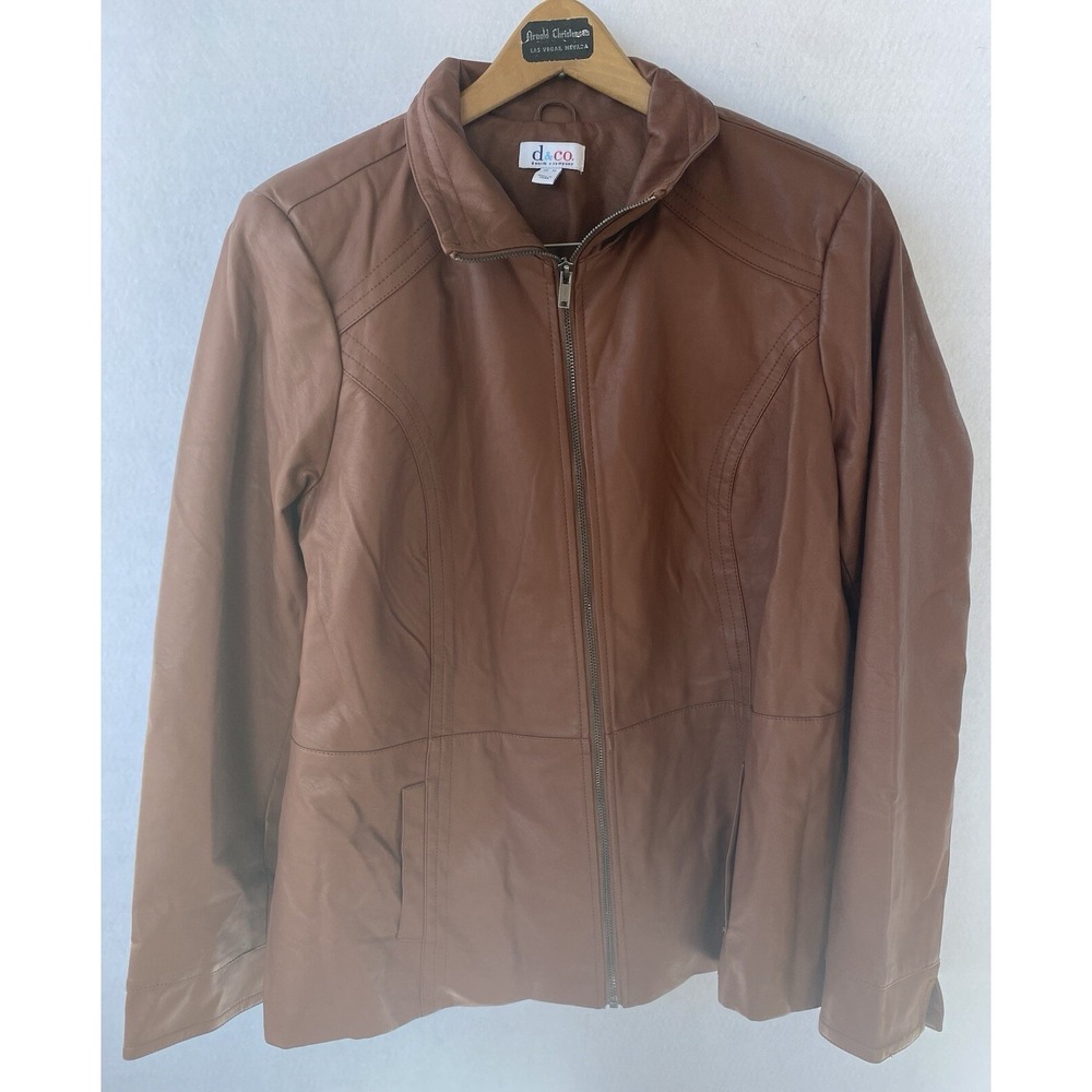 D & Co Denim Brown Leather Zip Up‎ Men's XL